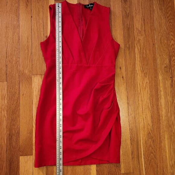 Lulu's Stunning "Cocktail Hour" Red Faux Wrap Mini Bodycon Dress Sz M Sold Out! - Picture 10 of 11
